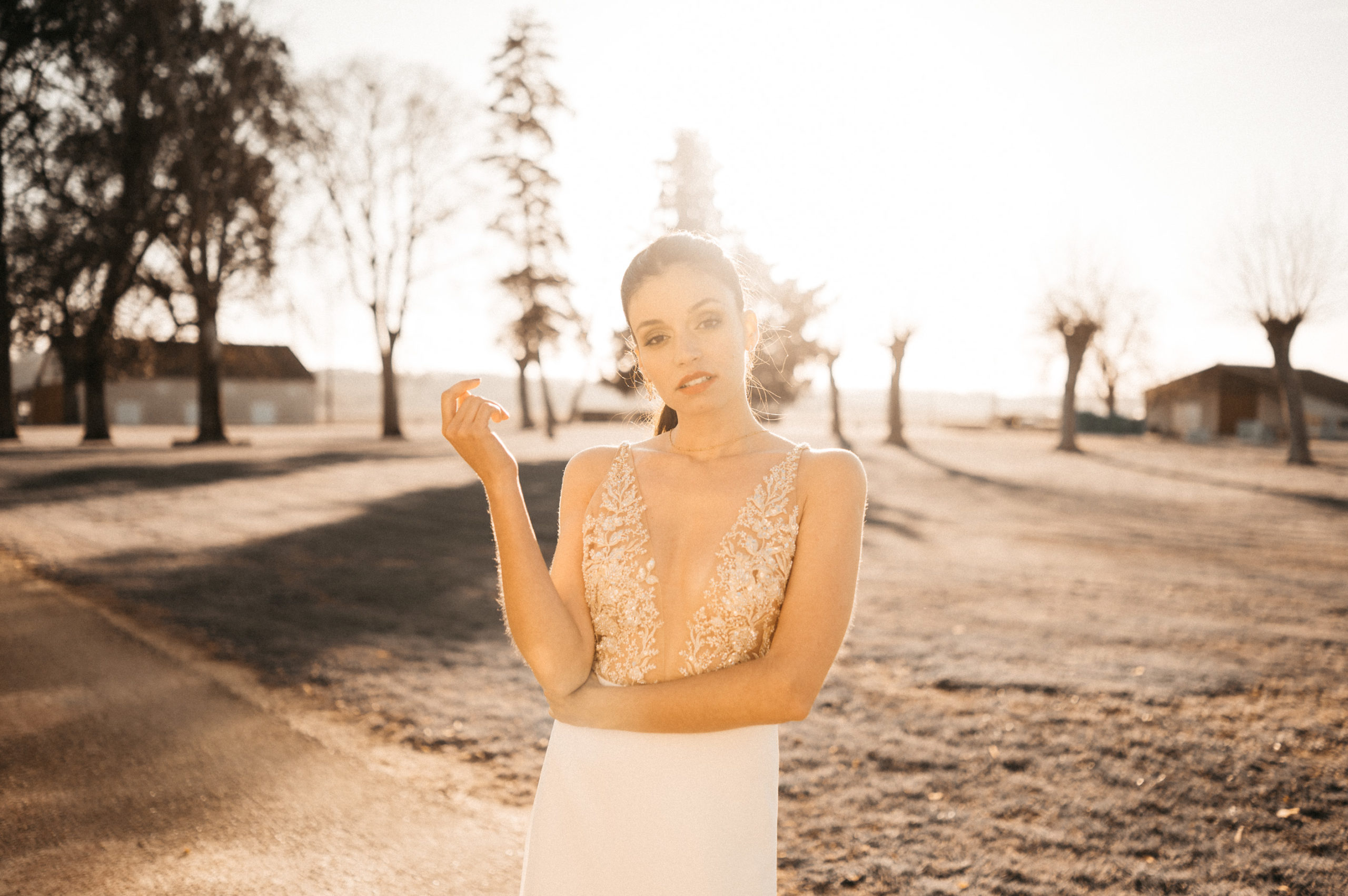 Mariée au soleil couchant