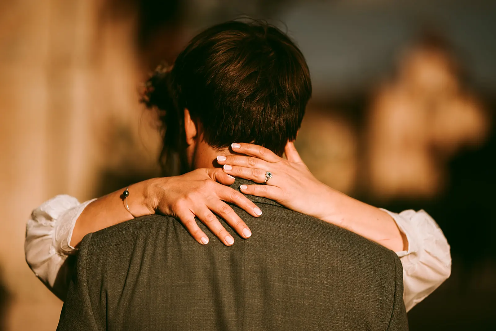 A close embrace between the newlyweds