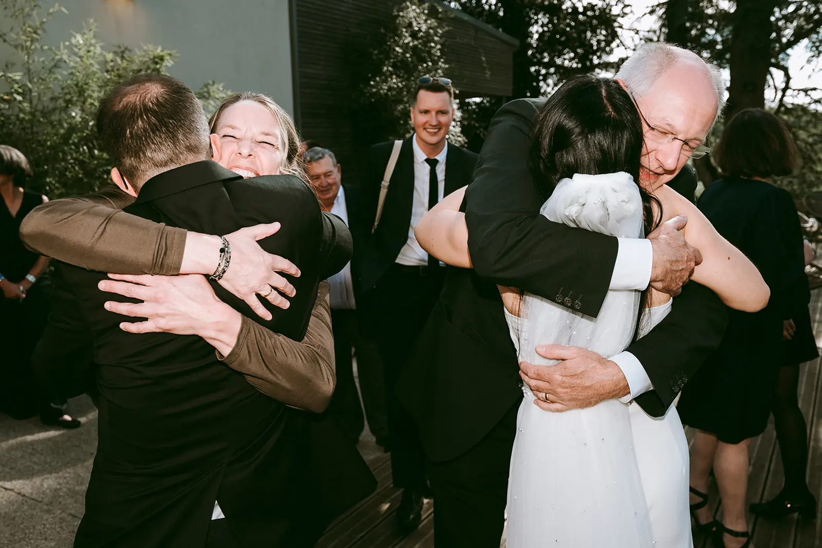 An emotional hug during the ceremony